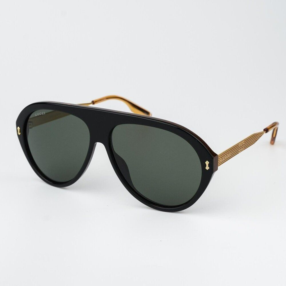 Gucci Women Sunglasses Black Gold Havana Grey Aviator GG1515S 001 BRAND NEW